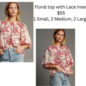 Red and Pink Boxy Blouse with Relaxed Sleeves